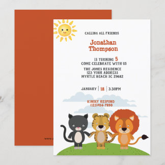 Convites Festa de Aniversário de criança de Amigos Animais