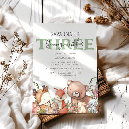 Convites Festa de Aniversário de criança de Animais da Flor