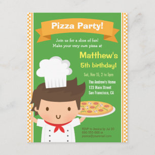 Convites Festa de Aniversário de criança de Chef de cozinha