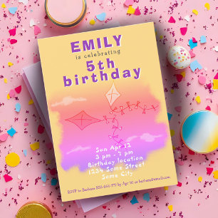 Convites Festa de Aniversário de criança de Desenho de Kite