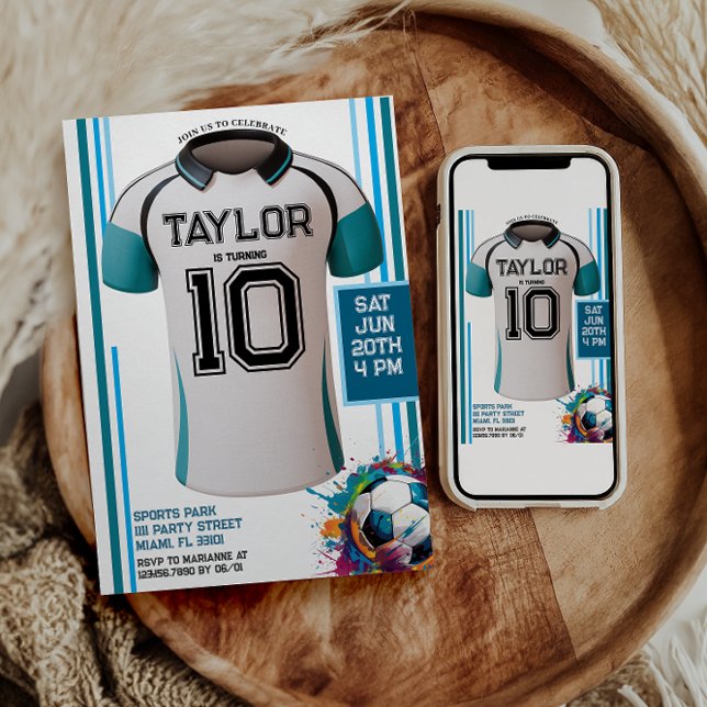 Convites Festa de Aniversário de criança de Futebol Azul Sp (Criador carregado)