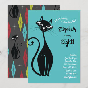 Convites Festa de Aniversário de criança de Gato de Gatin