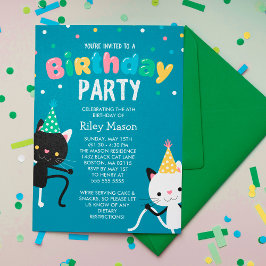 Convites Festa de Aniversário de criança de Gatos Dançantes