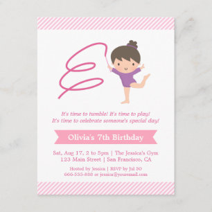 Convites Festa de Aniversário de criança de Ginástica de Ga