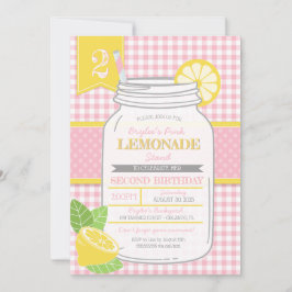 Convites Festa de Aniversário de criança de Limonada Rosa (