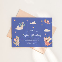 Convites Festa de Aniversário de criança de Pastel Dragon