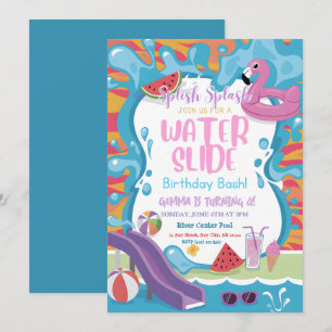 Convites Festa de Aniversário de criança de Piscina de diap