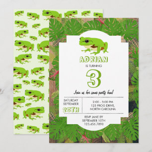 Convites Festa de Aniversário de criança de Sapo verde-br