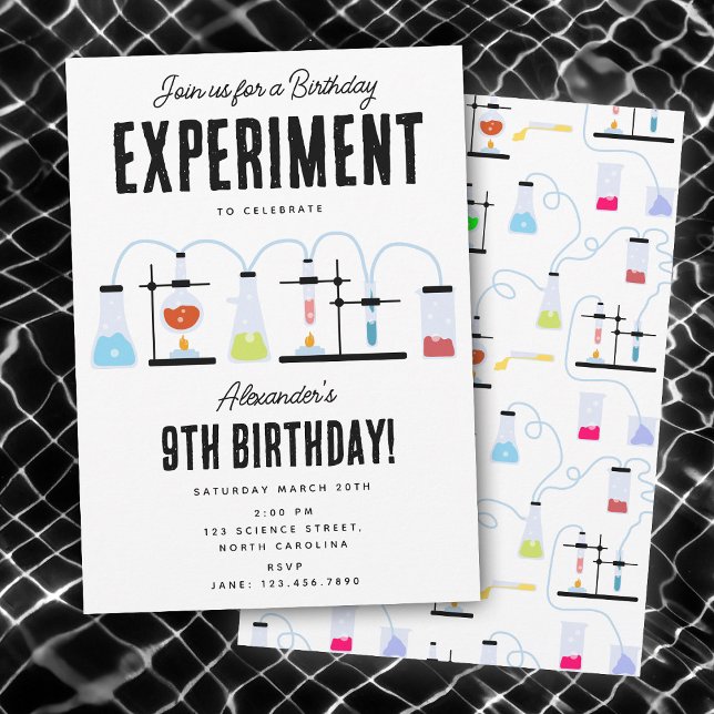 Convites Festa de Aniversário de criança de Teste de Ciênci (Chemistry Science Test Tubes Kids Birthday Party Invitation)