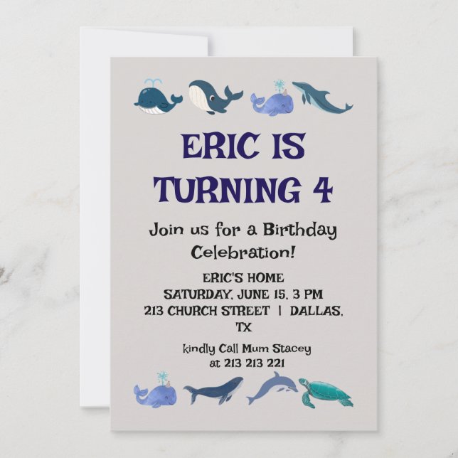 Convites Festa de Aniversário de criança Divertido (Frente)