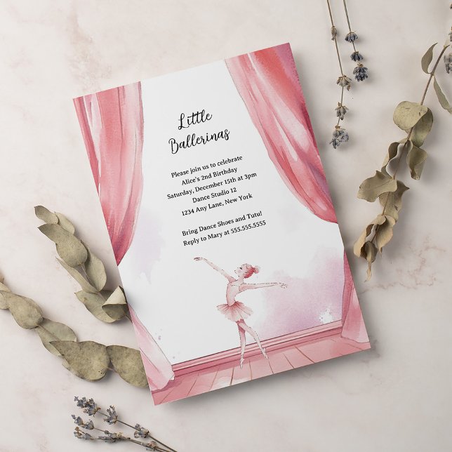 Convites Festa de Aniversário de criança do Ballerina Cente (Criador carregado)
