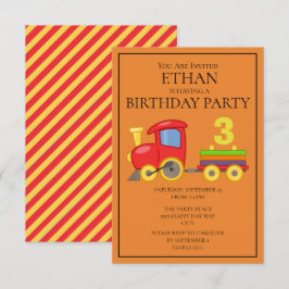 Convites Festa de aniversário de Criança do Comboio Laranja