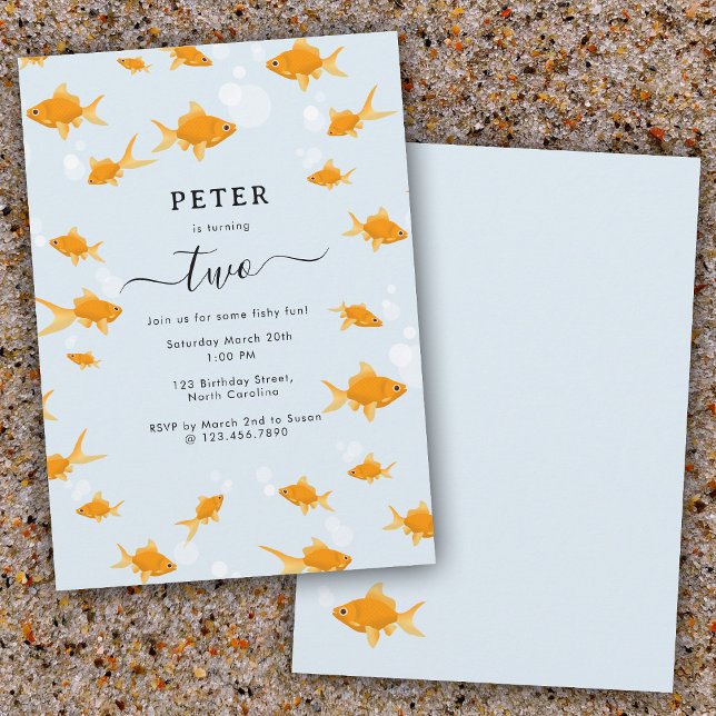 Convites Festa de Aniversário de criança do Engraçado Goldf (Cute Goldfish Fishy Fun Kids Birthday Party Invitation)