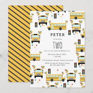Convites Festa de Aniversário de criança do ônibus escolar 