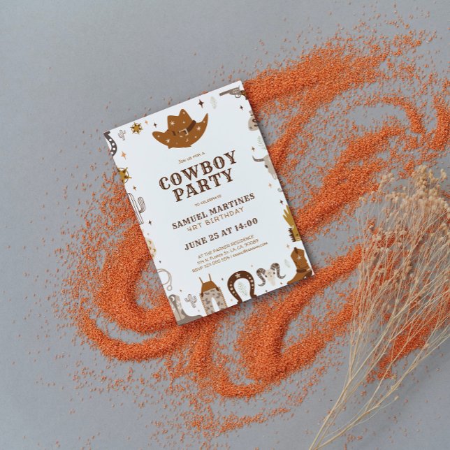 Convites Festa de Aniversário de criança do Tema Cowboy (Criador carregado)