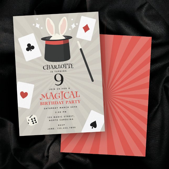 Convites Festa de Aniversário de criança Mágico do Show (Magic Show Magician Kids Birthday Party Invitation)