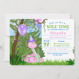 Convites Festa de Aniversário de criança Rosa Selvagem Rosa