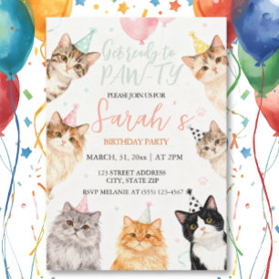 Convites Festa de Aniversário de crianças adoráveis gatos