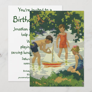Convites Festa de Aniversário de Crianças de Verão em um Ve