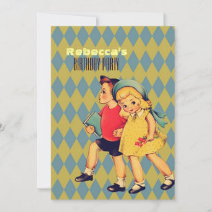 Convites festa de aniversário de crianças de vintage boniti