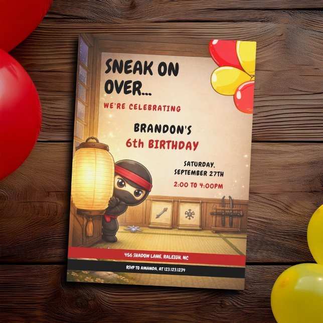 Convites Festa de Aniversário de Crianças Ninja Lanterna Pr (Criador carregado)