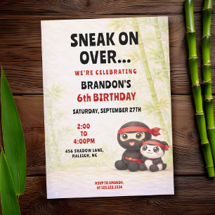 Convites Festa de Aniversário de Crianças Ninja & Panda Pas