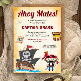 Convites Festa de Aniversário de Crianças Piratas Fofos