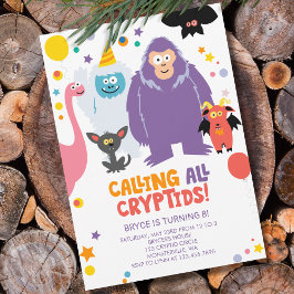 Convites Festa de Aniversário de Criptozoologia para Crianç