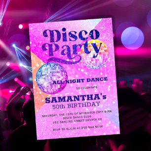 Convites Festa de aniversário de dança disco para qualquer 