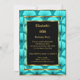 Convites festa de aniversário de Deco de 60.ª Arte Azul Pre