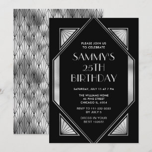 Convites Festa de aniversário de Deco de Arte Negra