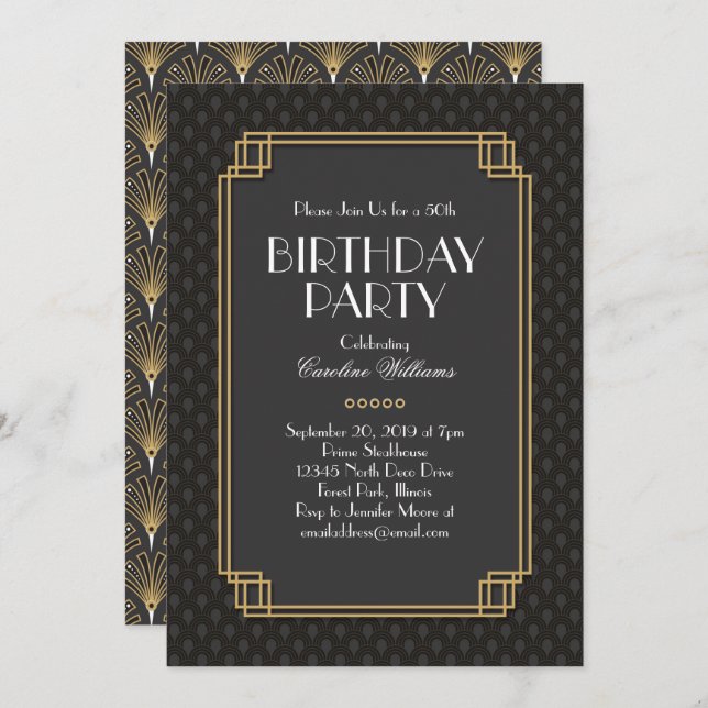 Convites Festa de aniversário de Deco de Ventiladores Elega (Frente/Verso)