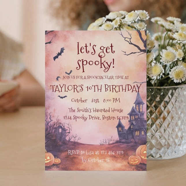 Convites Festa de aniversário de Dia das Bruxas de Spooky H (Criador carregado)