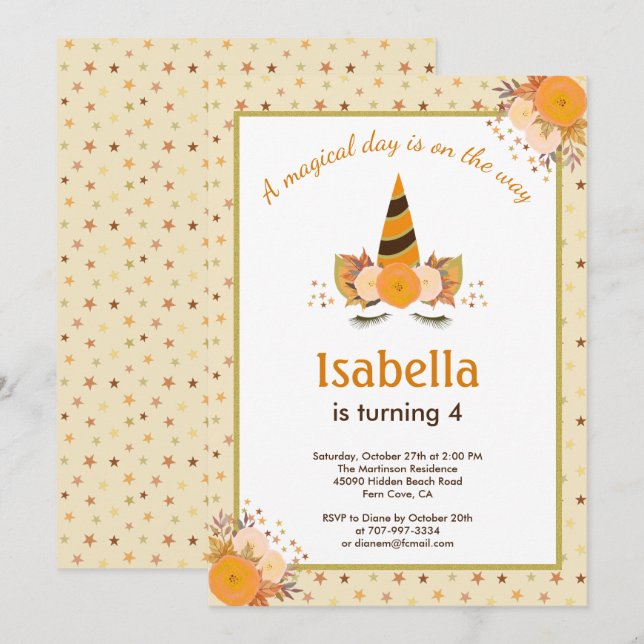 Convites Festa de aniversário de Dia das Bruxas Magnéticas  (Frente/Verso)