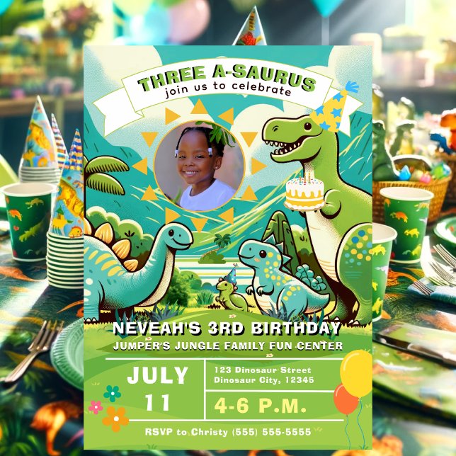 Convites Festa de aniversário de dinossauro (Dinosaur Birthday Invitation)