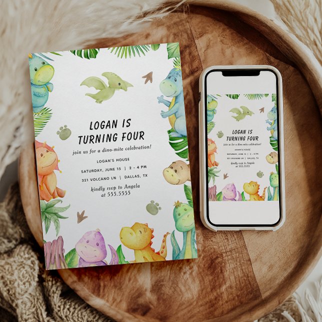 Convites Festa de Aniversário de Dinossauro | Aniversário d (Criador carregado)