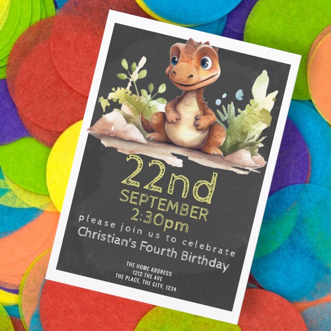 Convites Festa de aniversário de Dinossauro Gato Personaliz (Cute little dinosaur birthday party invitations from Ricaso )