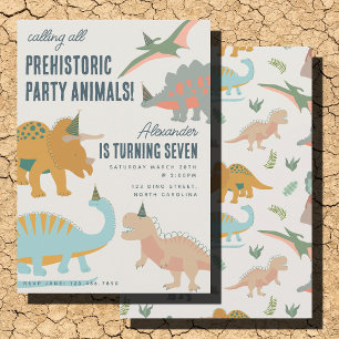 Convites Festa de Aniversário de Dinossauros Boho Pré-Histó