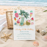 Convites Festa de aniversário de diversão de Verão de praia<br><div class="desc">O tema Verão e surf, convites de aniversário adultos, apresenta palmeiras de aquarela, pranchas de surfe, cocktails tropicais, sorvetes, ananases, conchas marítimas e uma fatia de melancia. Perfeito para as celebrações do tema bash de praia e luau havaiano. Mostrado aqui como um convite para festas de aniversário, mas você pode...</div>