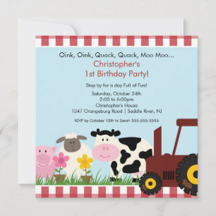 Convites Festa de aniversário de Diversão em Barnyard Ani
