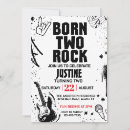Convites Festa de Aniversário de Dois Anos Born to Rock