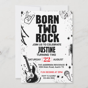 Convites Festa de Aniversário de Dois Anos Born to Rock