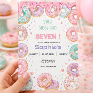 Convites Festa de Aniversário de Donut Doce Menina Pastel F