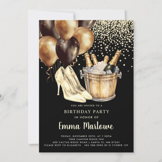 Convites Festa de aniversário de Dourada Negra (Frente)