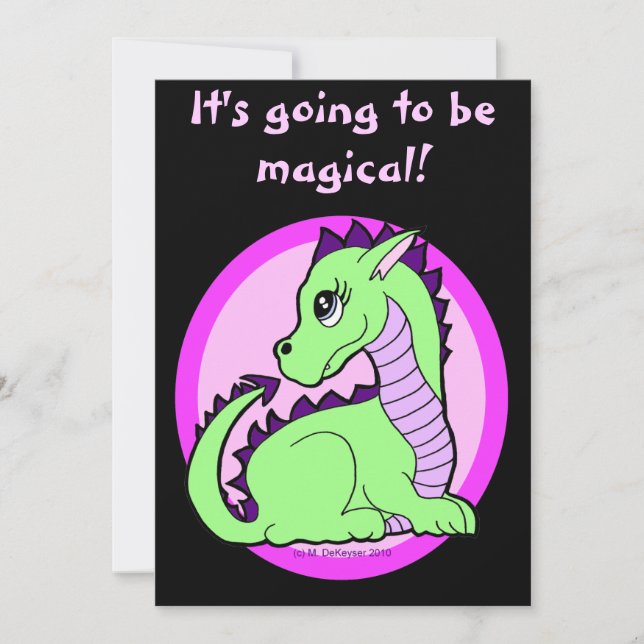 Convites Festa de aniversário de Dragão Cute de Kawaii (Frente)