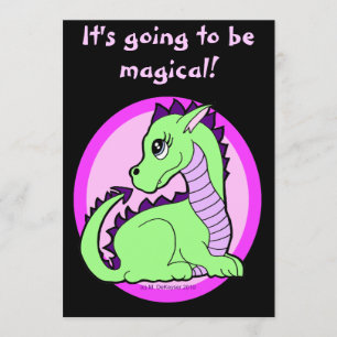 Convites Festa de aniversário de Dragão Cute de Kawaii