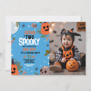 Convites Festa de aniversário de duas crianças Foto azul