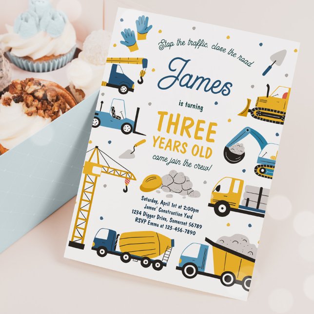 Convites Festa de aniversário de Dump de Caminhão de Constr (Criador carregado)