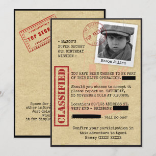Convites Festa de aniversário de espião