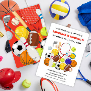 Convites Festa de Aniversário de Esportes para Meninos Supe